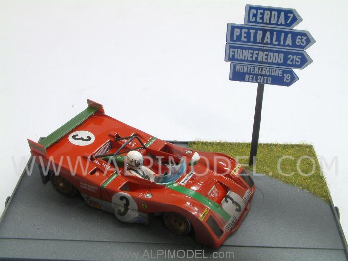 Ferrari 312 PB #3 Winner Targa Florio 1972 Arturo Merzario diorama (update model) by brumm