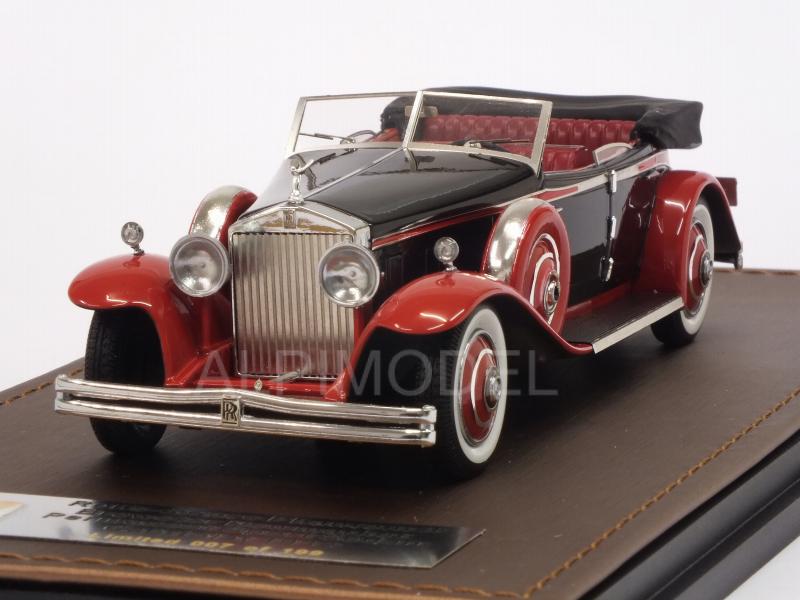 Rolls Royce Phantom II Brewster Newmarket Permanent Sport Sedan Cabriolet open 1932 (Black/Red) by glm-models
