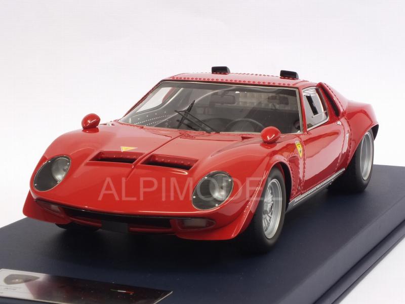 Lamborghini Miura Jota with air intakes 1970 (Red) with display case by looksmart