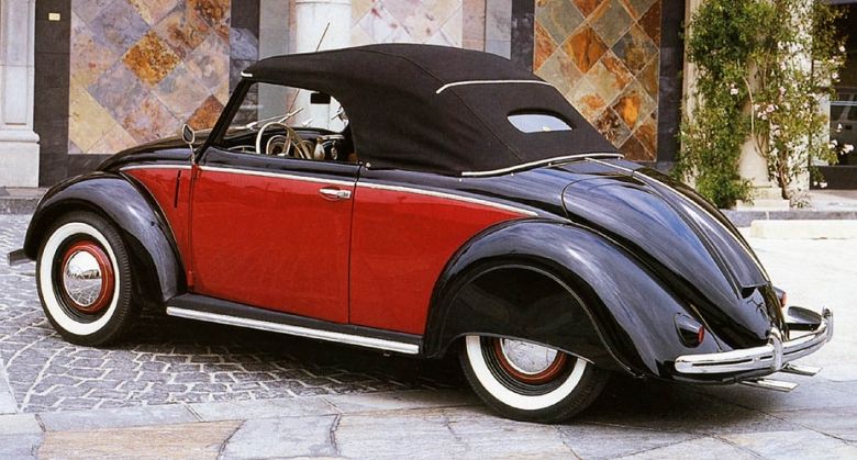 Volkswagen 1200 Cabriolet Hebmueller 1949  (Black/Red) by minichamps