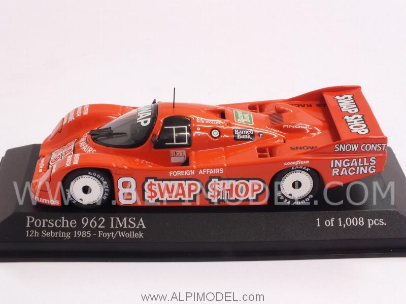 Porsche 962 IMSA Swap Shop #8 Winner 12h Sebring 1985 Foyt - Wollek - minichamps