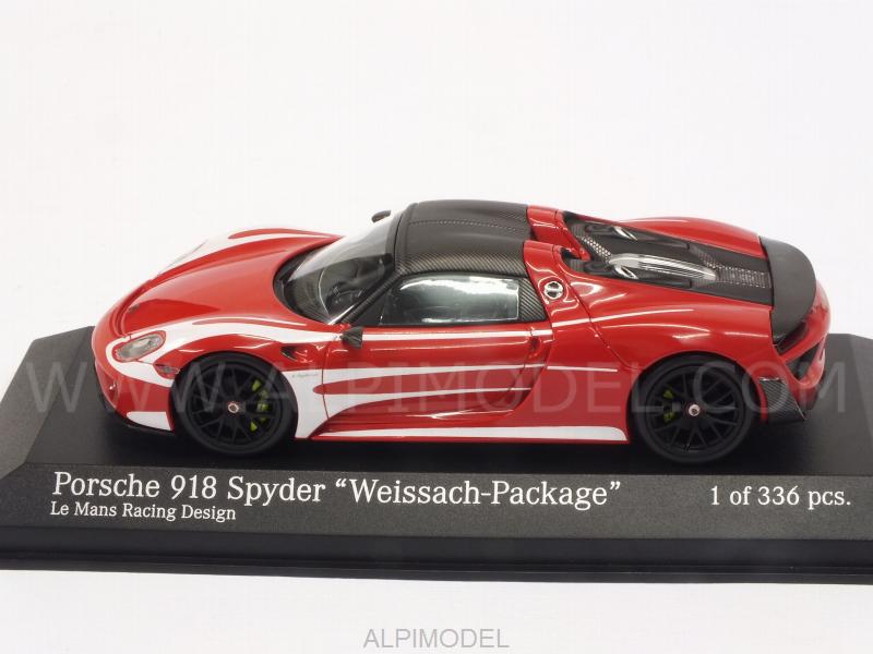 Porsche 918 Spyder Weissach Package Le Mans Racing Design 2015 (Red) - minichamps