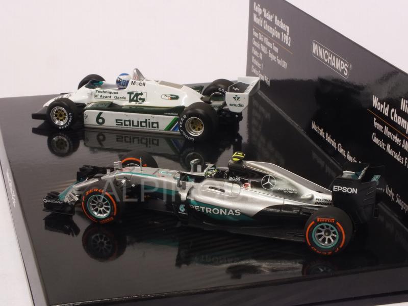 Williams FW08 1982 Keke Rosberg + Mercedes W07 2016 Nico Rosberg World Champion Set 1982-2016 - minichamps