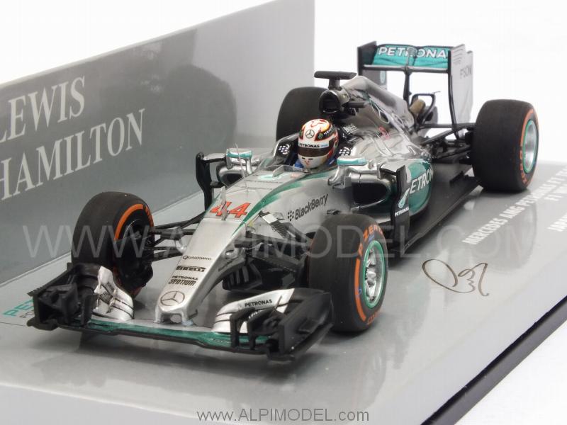 Mercedes W06 AMG Hybrid Winner GP Japan 2015 World Champion Lewis Hamilton (HQ resin) by minichamps