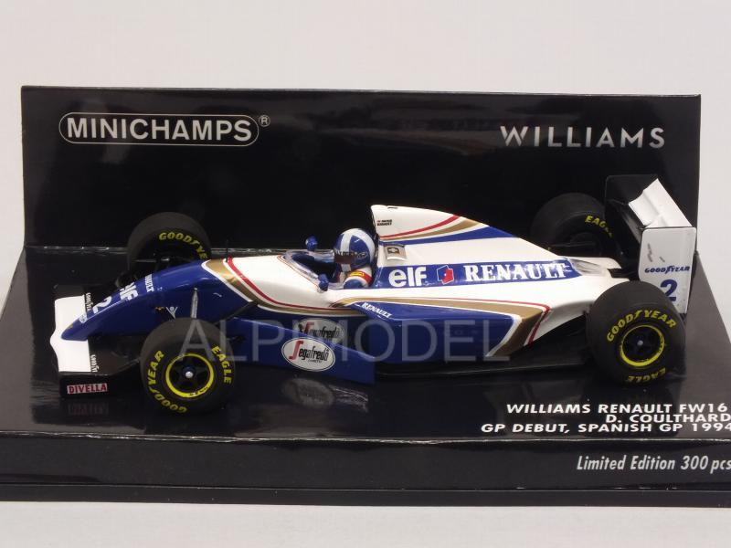 Williams FW16 Renault #2 GP Spain 1994 David Coulthard 1st GP - minichamps