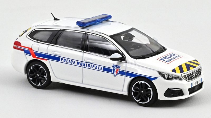 Peugeot 308 SW 2018 Police Municipale (Blue/Yellow Stripes) by norev