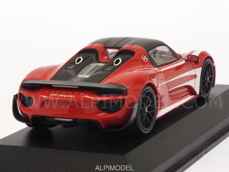 Porsche 918 Spyder Weissach Package Le Mans Racing Design 2015 (Red) by minichamps