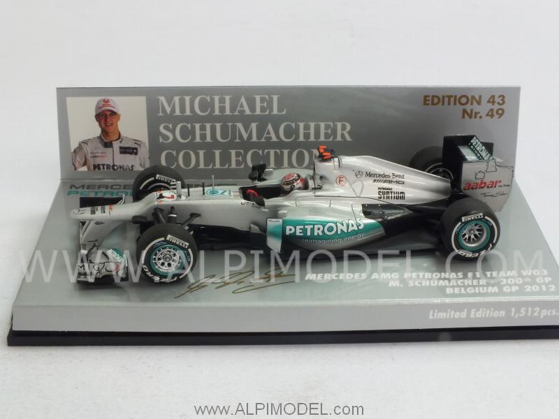 Mercedes F1 W03 AMG GP Belgiium 2012 - Michael Schumacher 300th GP by minichamps