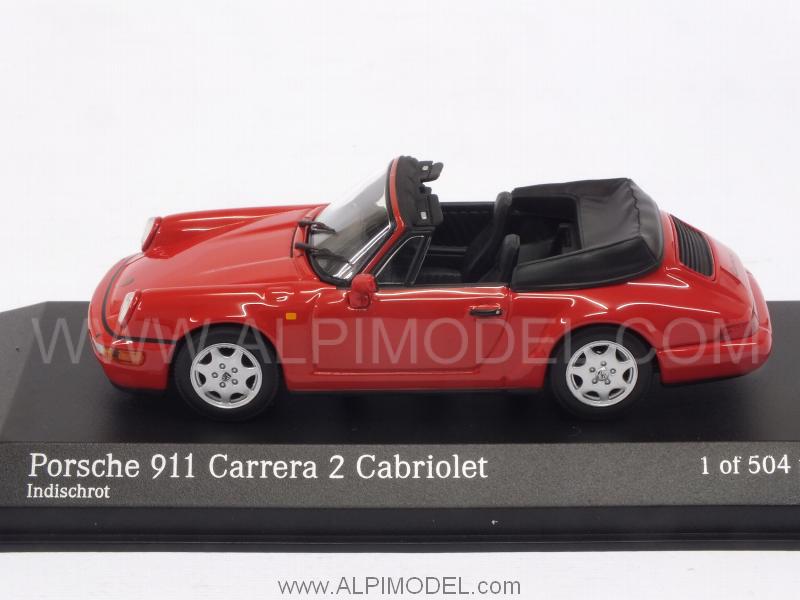 Porsche 911 Carrera 2 Cabriolet (964) 1990 (Indian Red) by minichamps