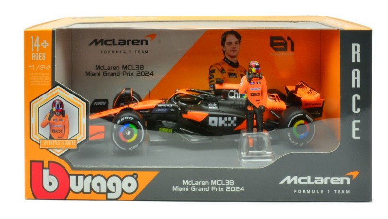 McLaren MCL38 #81 Oscar Piastri 2024 (with firgure) by burago