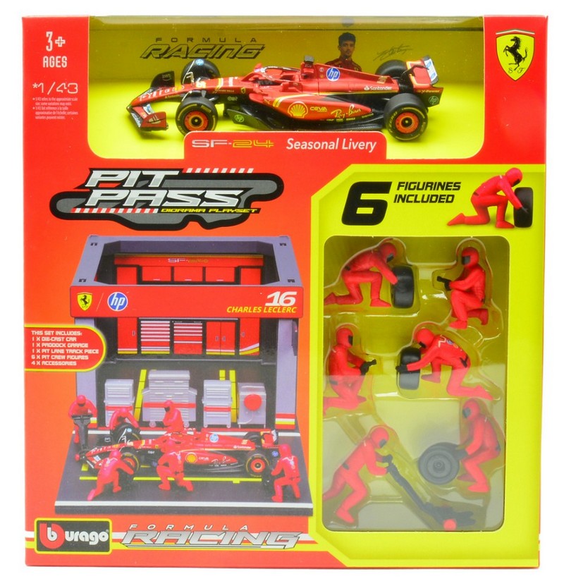Ferrari SF-24 2024 #16 Charles Leclerc 2024 Pit Stop Set by burago
