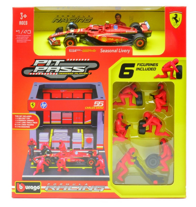 Ferrari SF-24 2024 #55 Carlos Sainz 2024 Pit Stop Set by burago