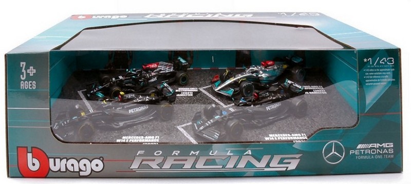 Mercedes F1 Set (4 models) W12 #44 + W13 #44 + W14 #44 + W14 #63 Hamilton - Russell by burago