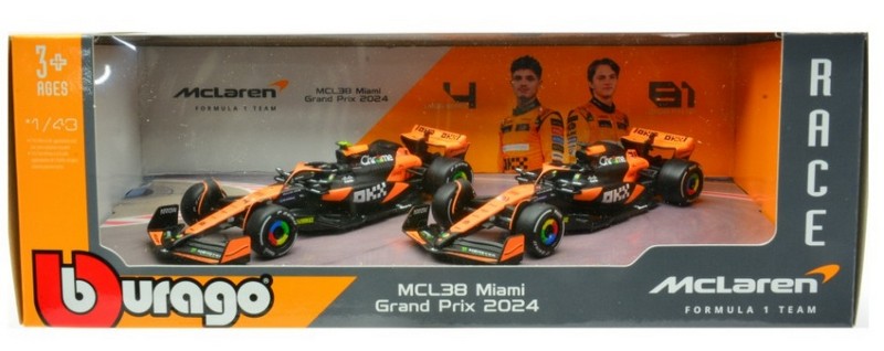 McLaren MCL38 Set 2024 #4 Lando Norris + #81 Oscar Piastri by burago