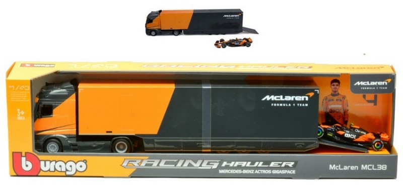 Mercedes Actros Gigaspace F1 Transporter + McLaren MCL38 2024 #4 Lando Norris by burago