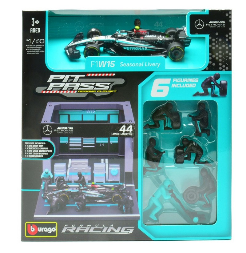 Mercedes W14 AMG #44 Lewis Hamilton 2023 Pit Stop Set by burago