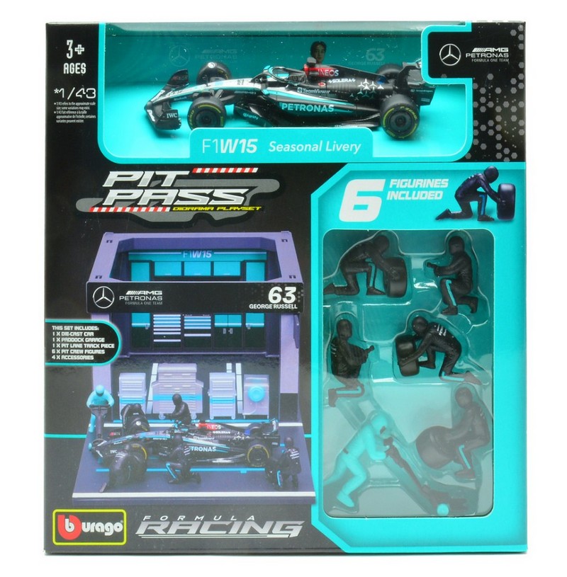 Mercedes W14 AMG #63 George Russell 2023 Pit Stop Set by burago