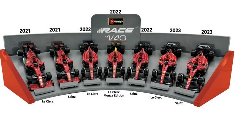 Ferrari SF21 2021 -  F1-75 2022 - SF23 2023 (7x cars Set) by burago