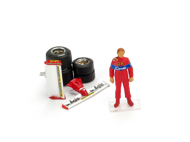 Didier Pironi figurine + Ferrari front and rear wings + qualifying tyres by brumm