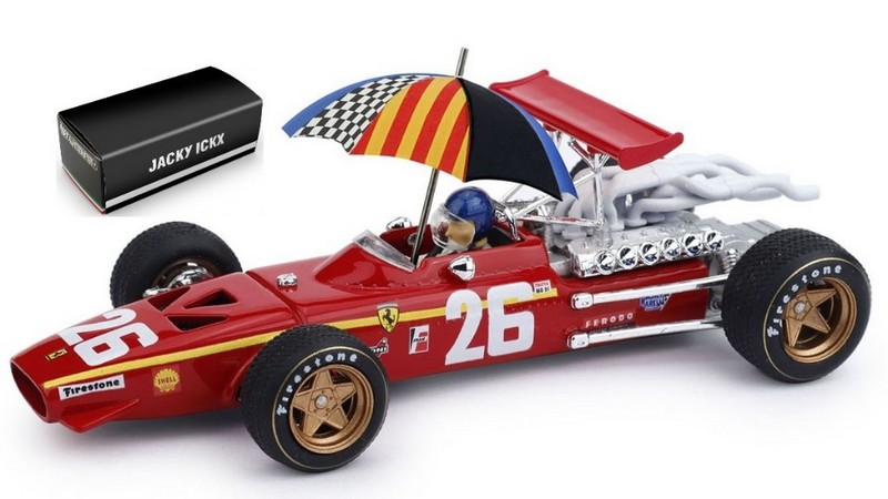 Ferrari 312 F1 #26 Winner GP France 1968 Jacky Ickx (with driver+umbrella) by brumm