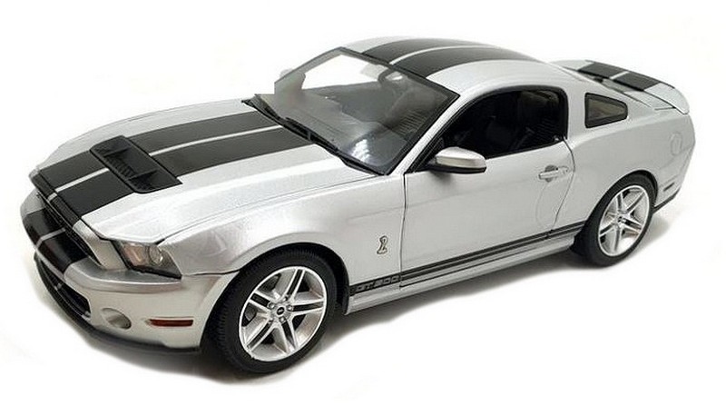 Shelby GT500 2011 Ingot Silver with Black Stripes by greenlight