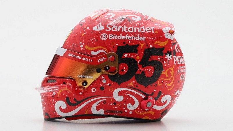 Helmet Carlos Sainz Team Ferrari HP Winner GP Mexico 2024 (1:5 scale model) by looksmart