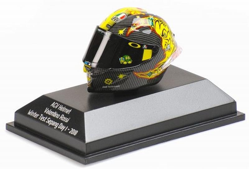 Helmet AGV Winter Test Sepang Day I 2018 Valentino Rossi (1/8 scale - 3cm) by minichamps