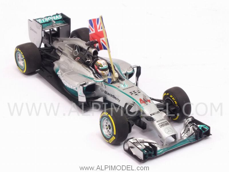 Mercedes W05 AMG Winner GP Abu Dhabi 2014 World Champion Lewis Hamilton (with Flag) - minichamps