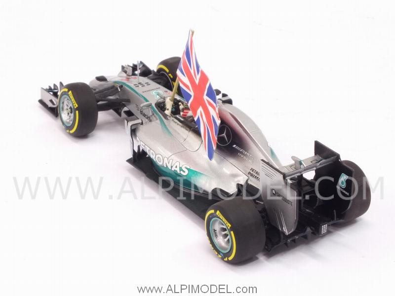 Mercedes W05 AMG Winner GP Abu Dhabi 2014 World Champion Lewis Hamilton (with Flag) - minichamps