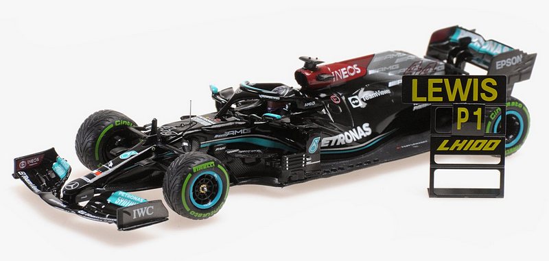 Mercedes W12 AMG #44 Winner GP Sotchi 2021 Lewis Hamilton 100th Gp Win (With Pitboard) by minichamps