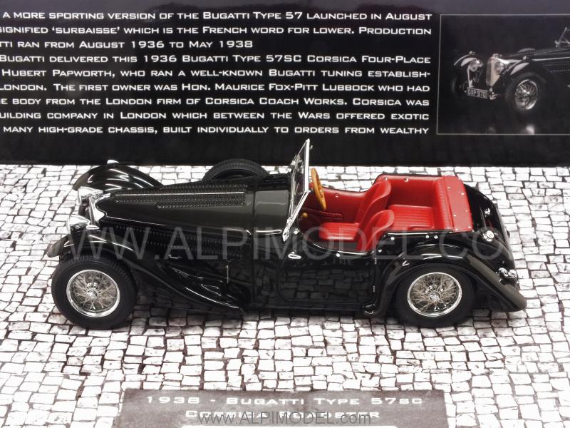 Bugatti Type 57SC Corsica Roadster 1938 (Black) Blackhawk Musem Collection (HQ resin) - minichamps