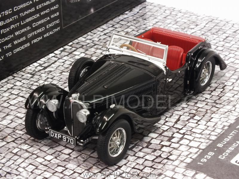 Bugatti Type 57SC Corsica Roadster 1938 (Black) Blackhawk Musem Collection (HQ resin) - minichamps