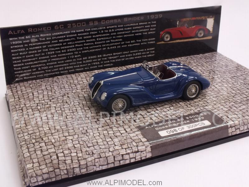 Alfa Romeo 6C 2500 SS Corsa Spider 1939 (Blue) First Class Collection Edition - minichamps