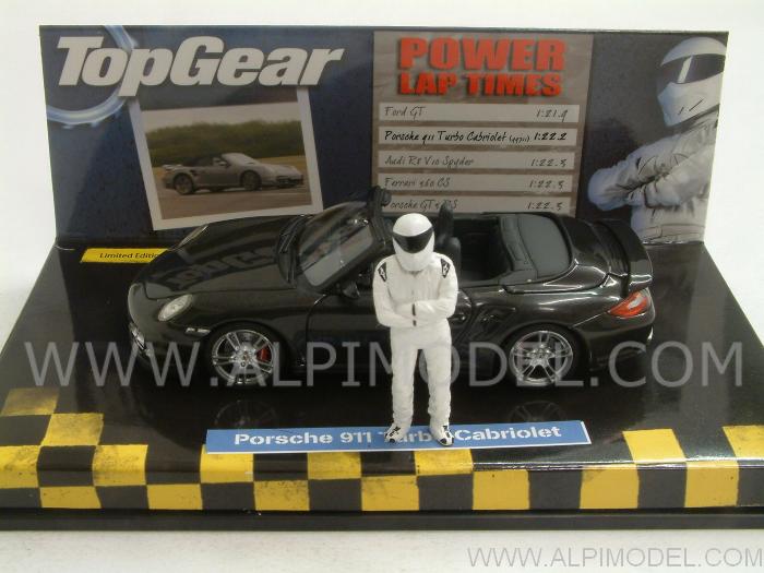 Porsche 911 Turbo Cabriolet (997 II) Top Gear with The Stig figurine by minichamps