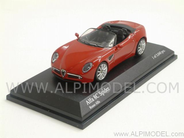 Alfa Romeo 8C Spider (Rosso Alfa)  (1/64 scale - 7cm) by minichamps
