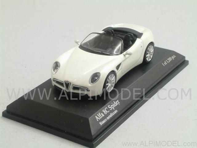Alfa Romeo 8C Spider (Pearl White) (1/64 scale - 7cm) by minichamps
