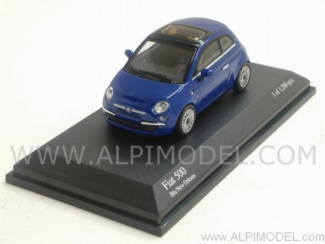 Fiat 500 2007 (Blue New Orleans) (1/64 scale - 5.5cm) by minichamps