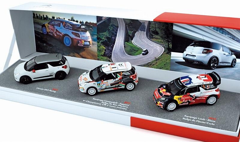 Citroen 3x DS3 Set - DS3 Racing 2012 + DS3 WRC 2011 + DS3 WRC #1 Monte Carlo 2012  (Gift Box) by norev