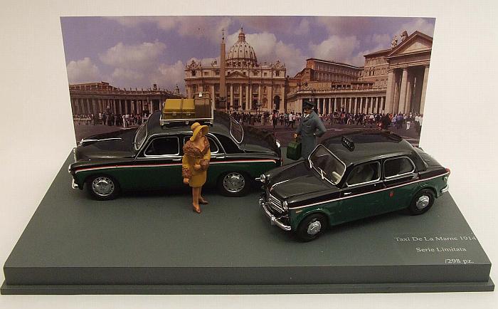 Taxi Piazza San Pietro Roma 1956 Set - Alfa Romeo 1900 + Fiat 1100 TV + 3 figurines by rio