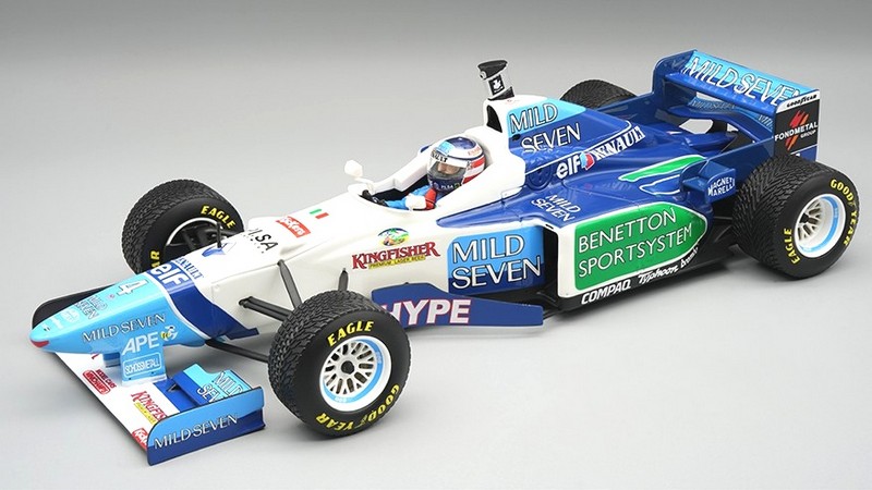 Benetton B196 #4 GP Spain 1996 Gerhard Berger rain tyres (with driver figure) by tecnomodel