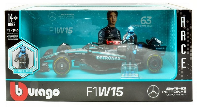 Mercedes W15 AMG #63 2024 George Russell (with figurine) by burago