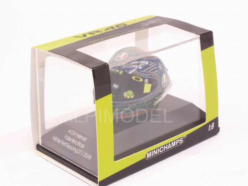 Helmet AGV Winter Test Sepang 2018 Valentino Rossi (1/8 scale - 3cm) by minichamps