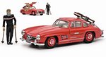 Mercedes 300 SL (Red) with ski and figurine by SCHUCO